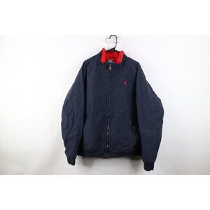 Vintage 80s 90s Ralph Lauren Mens XL Faded Fleece Lined Full Zip Jacket Blue